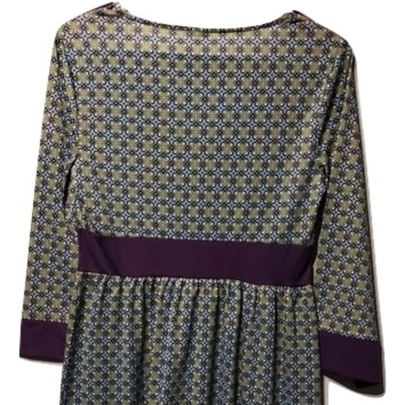 Avon V-neck Dress Purple Trim Body Multi-colored - Picture 3 of 7